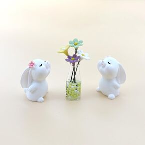 Cute Mini Bunny & Daisy Flowers Car Rear View Mirror Accessories Funny Car Dashboard Decorations Kawaii Car Interior Accessories, Flower Gifts for Women Girls