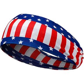 4th of July American Flag Headbands for Mens Womens Memorial Day Decorations, Patriotic Headbands Wide Stretch Headband Hair Bands Independence Day Hair Accessories Gifts in Saudi Arabia