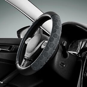 PIC AUTO Massage Steering Wheel Cover, Breathable Blue Football Pattern Material Spliced Leather Car Wheel Protector, Car Interior Accessories, Universal Fit 14.5"-15.5" for Cars, Trucks, Van, SUV