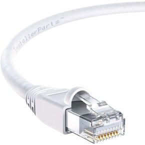InstallerParts Ethernet Cable CAT6A Cable UTP Booted 25 FT - White - Professional Series - 10Gigabit/Sec Network/High Speed Internet Cable, 550MHZ