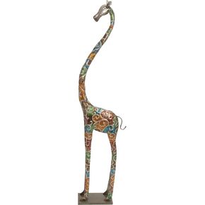 Deco 79 Metal Giraffe Decorative Sculpture Indoor Outdoor Tall Home Decor Statue with Detailed Embossed Scrollwork, Accent Figurine 17" x 7" x 73", Multi Colored