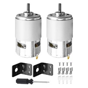 775 DC Motor High Speed Large Torque 775 Motor 12V - 24V Max 12000 RPM, Power Wheels Motor Upgrade High Power Low Noise Quiet with Bracket (D Shaft Motors-2PCS)