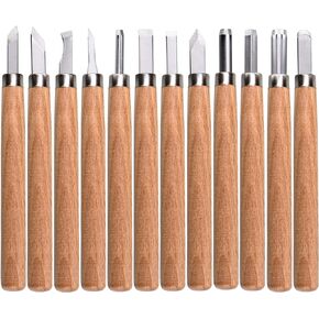 12 PCS Wood Carving Tools Set Plastic Storage Case Easy to Use Mini Wood Chisel Beginner Wood Carving Kit for Adults and Kids Carving Kit Gift