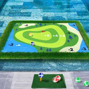 Cupohus Floating Golf Green for Pool, 2023 Upgraded 35"x 24" Golf Putting Green for Pool Set Includes Chipping Mat, 20 Balls, Rope, Hook, and Scorecard, Adult Fun Golf Games for Golfers