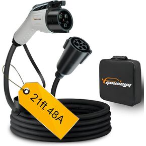 Extension Cable Compatible with All SAE J1772 EV Chargers, 21ft Max 250V 48A EV Charging Cable Extension for Home and Outdoor Electric Car Charging(UL Listed Cable)