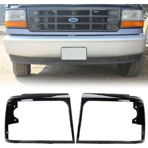 ECOTRIC Headlights Headlamps Trim Bezel Black Compatible with 1992-1997 F250 F350 F450 Truck & 1992-1996 Bronco F150 Pickup Truck Replacement for Part Number FO2513135 FO2512131