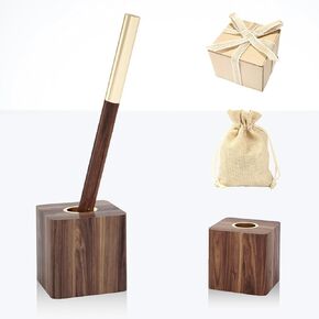 Walnut single pen holder,pen stand,Modern minimalist pen holder for desk,Gift for school, family, and office (Pen Not Included)
