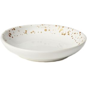 PetRageous 18434 Speckles Stoneware Cat Saucer 5-Inch Width and 1-Inch Height 2.5-oz Capacity, White