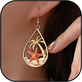 4 Pairs Starfish Earrings for Women Gold Starfish Earrings Sets Sea Shell Earrings Beach Earrings Ocean Scallop Summer Jewelry Summer Beach Party Jewelry Gifts for Women