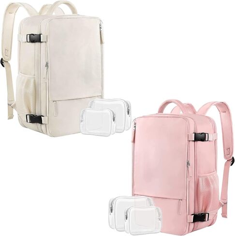 حقيبة ظهر كبيرة للسفر (بيج + وردي)، حقيبة ظهر سعة 40 لترًا، حقيبة ظهر للكمبيوتر المحمول مقاس 17 بوصة، حقيبة ظهر مقاومة للماء، حقيبة كتب جامعية، حقيبة ظهر للكمبيوتر المحمول، حقيبة ظهر للنساء، كما تمت الموافقة على رحلة الشخص in Kuwait