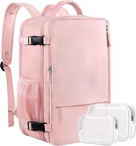 حقيبة ظهر كبيرة للسفر (بيج + وردي)، حقيبة ظهر سعة 40 لترًا، حقيبة ظهر للكمبيوتر المحمول مقاس 17 بوصة، حقيبة ظهر مقاومة للماء، حقيبة كتب جامعية، حقيبة ظهر للكمبيوتر المحمول، حقيبة ظهر للنساء، كما تمت الموافقة على رحلة الشخص in Kuwait