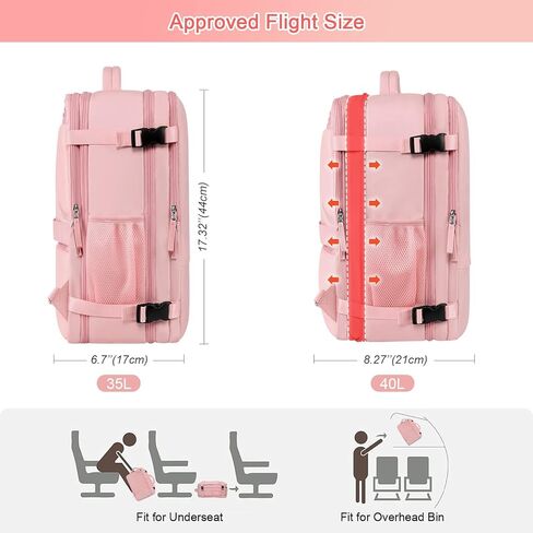حقيبة ظهر كبيرة للسفر (بيج + وردي)، حقيبة ظهر سعة 40 لترًا، حقيبة ظهر للكمبيوتر المحمول مقاس 17 بوصة، حقيبة ظهر مقاومة للماء، حقيبة كتب جامعية، حقيبة ظهر للكمبيوتر المحمول، حقيبة ظهر للنساء، كما تمت الموافقة على رحلة الشخص in Kuwait