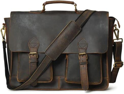 Leather Briefcase | Laptop Messenger bag | Best computer satchel Handmade Bags for men and women comes in 16x12x4 Inches in Saudi Arabia
