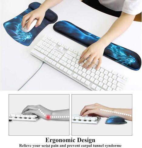 Meffort Inc Mouse Pad Wrist Support & Gaming Keyboard Wrist Pad Combo Set – Durable Ergonomic Anti Slip Non-Slip Square Base Rest Support - USA Flag in Saudi Arabia