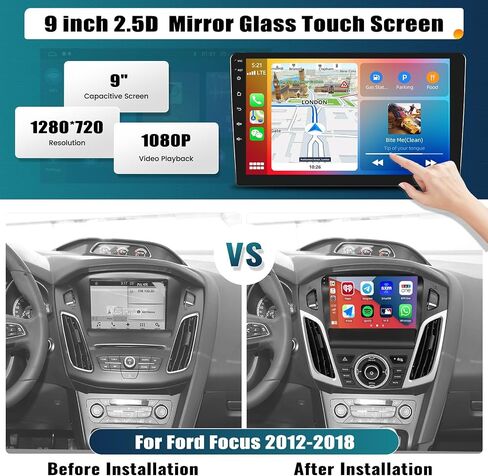 UNITOPSCI 4G+64G 8 Core Android 13 راديو ستيريو للسيارة Ford Focus 2012-2018 Wireless CarPlay Android Auto GPS 9 بوصة شاشة لمس BT 5.0 Mirror Link 32EQ DSP WiFi FM/RDS SWC + ميكروفون كاميرا احتياطية in Saudi Arabia