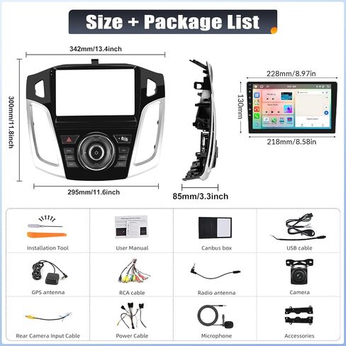 UNITOPSCI 4G+64G 8 Core Android 13 راديو ستيريو للسيارة Ford Focus 2012-2018 Wireless CarPlay Android Auto GPS 9 بوصة شاشة لمس BT 5.0 Mirror Link 32EQ DSP WiFi FM/RDS SWC + ميكروفون كاميرا احتياطية in Saudi Arabia
