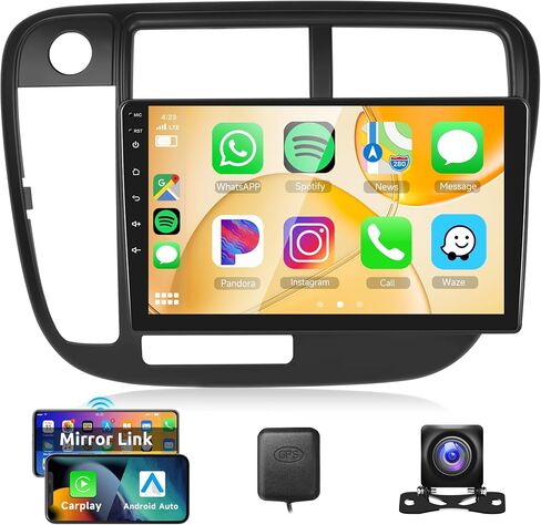 2G 64G Android Car Stereo Radio for Honda Civic 1996-2001 Wireless CarPlay Android Auto, Rimoody 9 Inch Touch Screen Mirror Link Bluetooth FM/RDS GPS WiFi HiFi SWC Backup Camera in Saudi Arabia