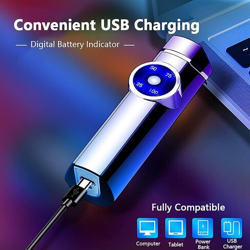 Windproof Lighter Outdoor, Triple-Arcs Electric Lighter, Rechargeable USB Lighter, Flameless Plasma Lighter with Battery Indicator (Colour) in Saudi Arabia