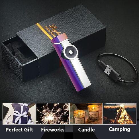 Windproof Lighter Outdoor, Triple-Arcs Electric Lighter, Rechargeable USB Lighter, Flameless Plasma Lighter with Battery Indicator (Colour) in Saudi Arabia