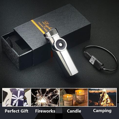 Windproof Lighter Outdoor, Triple-Arcs Electric Lighter, Rechargeable USB Lighter, Flameless Plasma Lighter with Battery Indicator (Colour) in Saudi Arabia