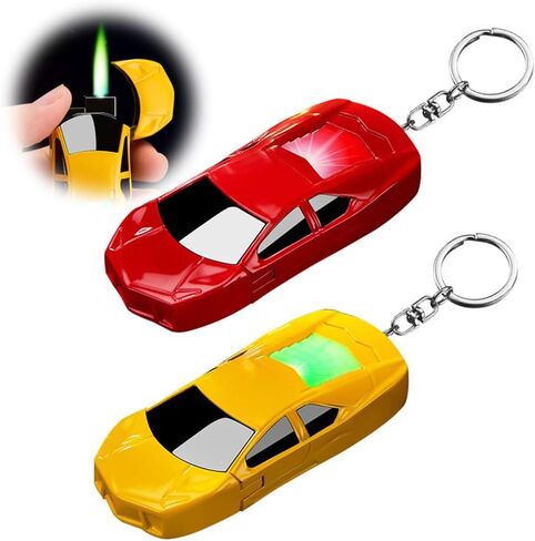 ولاعة معدنية رائعة باللونين الأحمر والأصفر، شعلة نفاثة مقاومة للرياح وقابلة للتعديل، ولاعات شعلة البيوتان القابلة لإعادة الملء، شموع شواء للمطبخ، (بدون غاز) in Kuwait