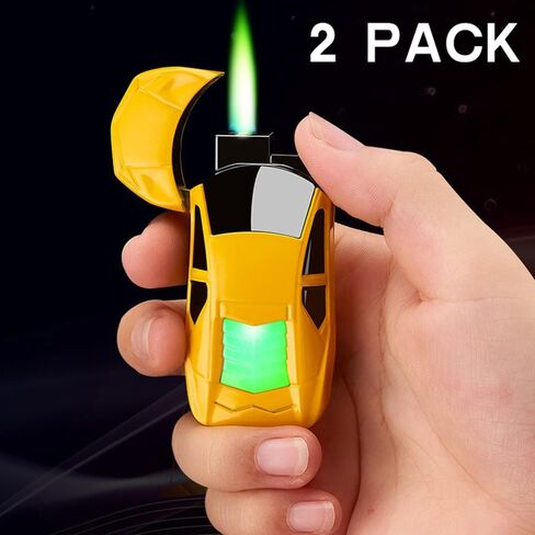 ولاعة معدنية رائعة باللونين الأحمر والأصفر، شعلة نفاثة مقاومة للرياح وقابلة للتعديل، ولاعات شعلة البيوتان القابلة لإعادة الملء، شموع شواء للمطبخ، (بدون غاز) in Kuwait