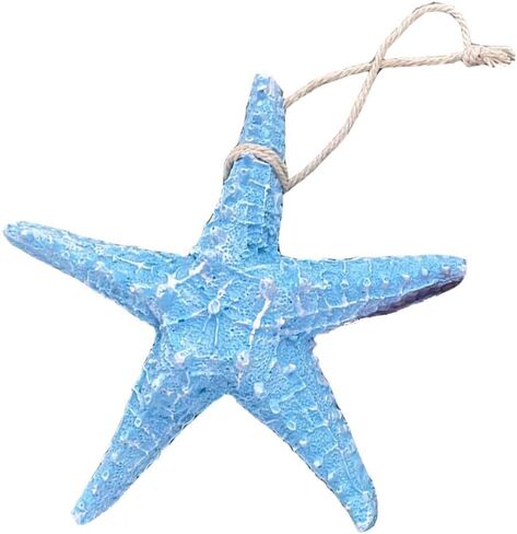 YOKIOU 1 PCS Artificial Resin Starfish Large Light Blue 4.9in Hanging Star Fish DIY Craft Beach Lake House Home Wedding Decor (1*Light Blue) in Saudi Arabia