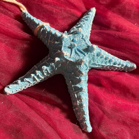 YOKIOU 1 PCS Artificial Resin Starfish Large Light Blue 4.9in Hanging Star Fish DIY Craft Beach Lake House Home Wedding Decor (1*Light Blue) in Saudi Arabia
