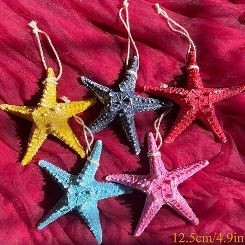 YOKIOU 1 PCS Artificial Resin Starfish Large Light Blue 4.9in Hanging Star Fish DIY Craft Beach Lake House Home Wedding Decor (1*Light Blue) in Saudi Arabia