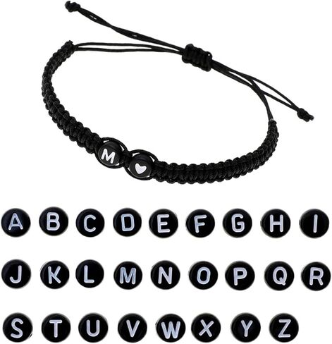 Heart Initial Bracelets for Boys Girls Charms Handmade Adjustable Rope Braided Letter Matching Bracelet for Couple Best Friends Letter A-Z Friendship Bracelets in Saudi Arabia
