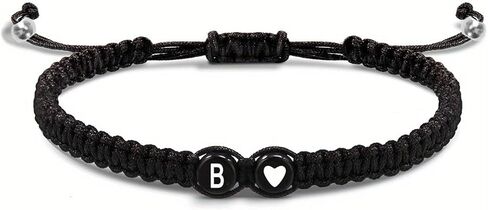 Heart Initial Bracelets for Boys Girls Charms Handmade Adjustable Rope Braided Letter Matching Bracelet for Couple Best Friends Letter A-Z Friendship Bracelets in Saudi Arabia