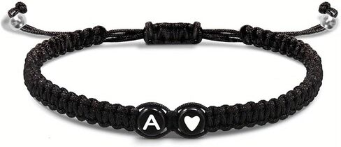 Heart Initial Bracelets for Boys Girls Charms Handmade Adjustable Rope Braided Letter Matching Bracelet for Couple Best Friends Letter A-Z Friendship Bracelets in Kuwait