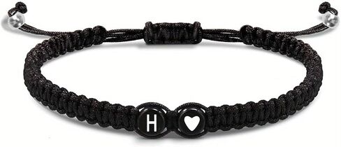 Heart Initial Bracelets for Boys Girls Charms Handmade Adjustable Rope Braided Letter Matching Bracelet for Couple Best Friends Letter A-Z Friendship Bracelets in Saudi Arabia