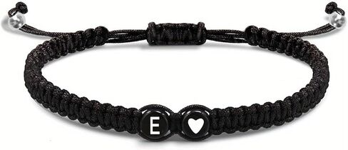 Heart Initial Bracelets for Boys Girls Charms Handmade Adjustable Rope Braided Letter Matching Bracelet for Couple Best Friends Letter A-Z Friendship Bracelets in Saudi Arabia