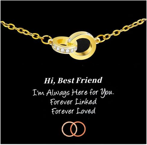 14K Gold Plated Dainty Interlock Pendant Bracelet-Friendship Adjustable Circle Link Bracelets Gifts Trendy for Women Teen Girls in Saudi Arabia