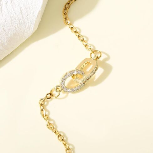 14K Gold Plated Dainty Interlock Pendant Bracelet-Friendship Adjustable Circle Link Bracelets Gifts Trendy for Women Teen Girls in Saudi Arabia