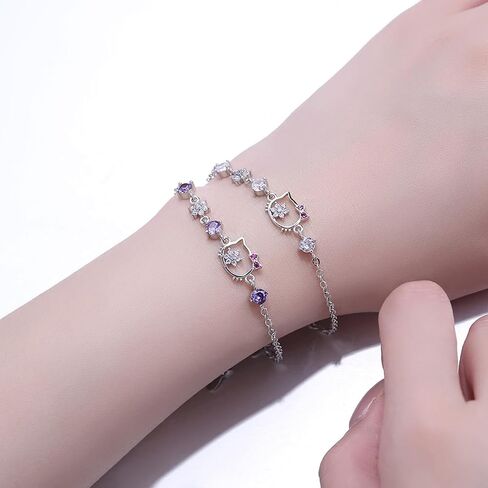 Cartoon kitty Copper Plated Platinum Bracelet for Girls,Cute Cuff Bangle for Wife,Teen Girls,Girlfriend Jewelry Gifts in Saudi Arabia