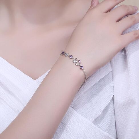 Cartoon kitty Copper Plated Platinum Bracelet for Girls,Cute Cuff Bangle for Wife,Teen Girls,Girlfriend Jewelry Gifts in Saudi Arabia
