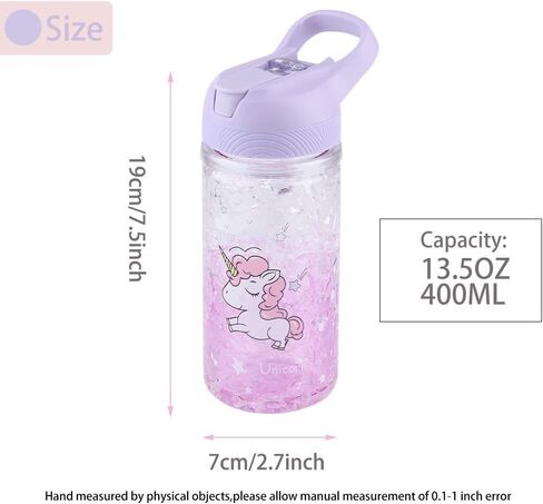 Unicorn Water Bottles for Girls,Cute Cup with Straw and Safety Lock, Outdoor Pink Water Bottle with shoulder strap,13.5oz bottle for sport school, Kawaii water bottle for unicorn girl boy in Saudi Arabia