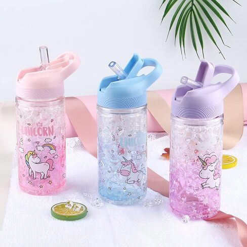 Unicorn Water Bottles for Girls,Cute Cup with Straw and Safety Lock, Outdoor Pink Water Bottle with shoulder strap,13.5oz bottle for sport school, Kawaii water bottle for unicorn girl boy in Saudi Arabia