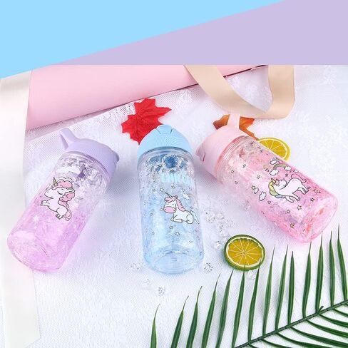 Unicorn Water Bottles for Girls,Cute Cup with Straw and Safety Lock, Outdoor Pink Water Bottle with shoulder strap,13.5oz bottle for sport school, Kawaii water bottle for unicorn girl boy in Saudi Arabia