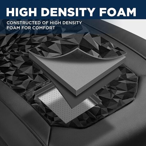 PIC AUTO Leather Car Seat Cover, Stylish Tech Triangle Pattern PU with Black Leather Patchwork, Automotive Waterproof Two Front Bucket Car Seat Protectors, Fits for Cars, Trucks, Van, SUV in Saudi Arabia