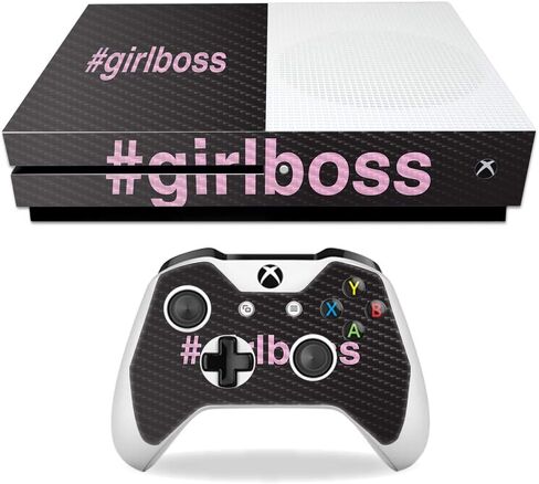 MightySkins Carbon Fiber Skin for Microsoft Xbox One S - Girl Boss | Protective, Durable Textured Carbon Fiber Finish | Easy to Apply, Remove, and Change Styles | Made in The USA in Saudi Arabia