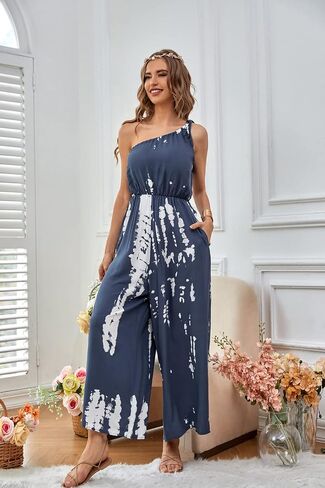 BUENOS NINOS Jumpuits for women one shoulder Waist elastic jumpsuits with Pockets in Saudi Arabia