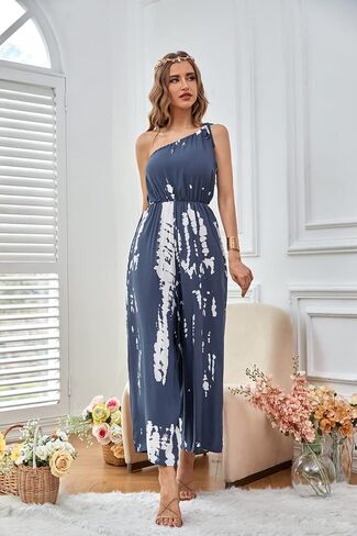 BUENOS NINOS Jumpuits for women one shoulder Waist elastic jumpsuits with Pockets in Saudi Arabia