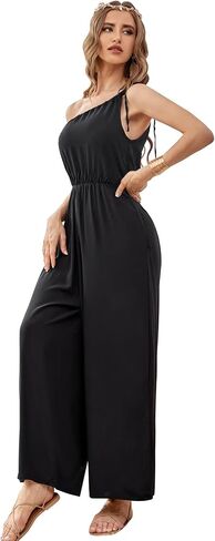 BUENOS NINOS Jumpuits for women one shoulder Waist elastic jumpsuits with Pockets in Saudi Arabia