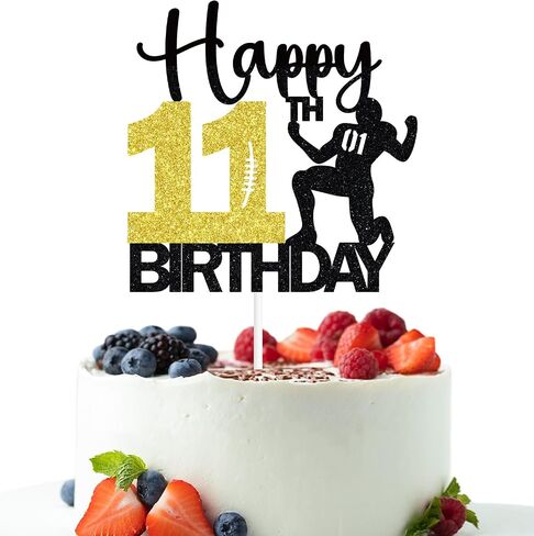 كرة القدم سعيد 11 عيد ميلاد كعكة توبر، 11 سنة، الأولاد هبوط الرجبي الرياضة موضوع عيد ميلاد لوازم زينة الحفلات in Saudi Arabia