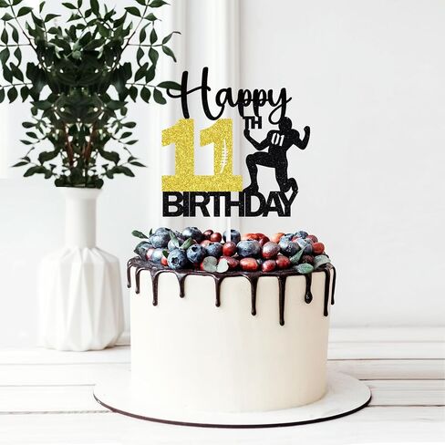 كرة القدم سعيد 11 عيد ميلاد كعكة توبر، 11 سنة، الأولاد هبوط الرجبي الرياضة موضوع عيد ميلاد لوازم زينة الحفلات in Saudi Arabia
