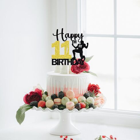 كرة القدم سعيد 11 عيد ميلاد كعكة توبر، 11 سنة، الأولاد هبوط الرجبي الرياضة موضوع عيد ميلاد لوازم زينة الحفلات in Saudi Arabia