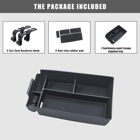 Center Console Organizer Tray Compatible with Ford Escape 2020-2023 2024 and Ford Bronco Sport 2021-2023 2024 Accessories,ABS Material Hidden Secondary Storage box -Blcak in Saudi Arabia